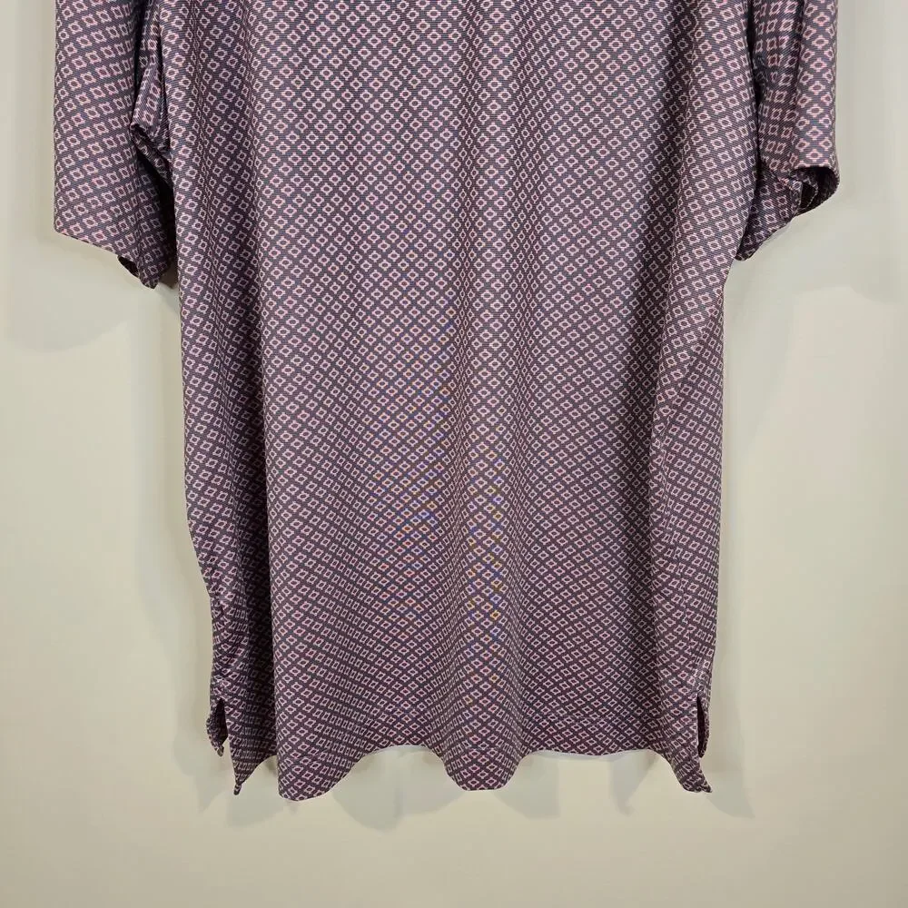 Men's FootJoy FJ Gray & Coral Patterned Athletic Golf Polo | Size XL